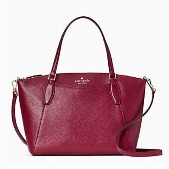 kate spade Handbags - Kate Spade New York Monica pebbled leather‎ Deep Red Satchel Bag